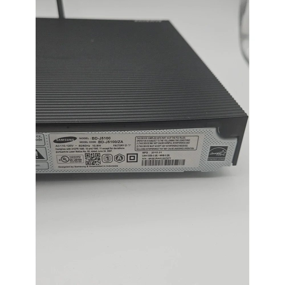 Samsung BD-J5100 Streaming Blu-ray DVD Player 1080p HDMI USB No Remote / TESTED